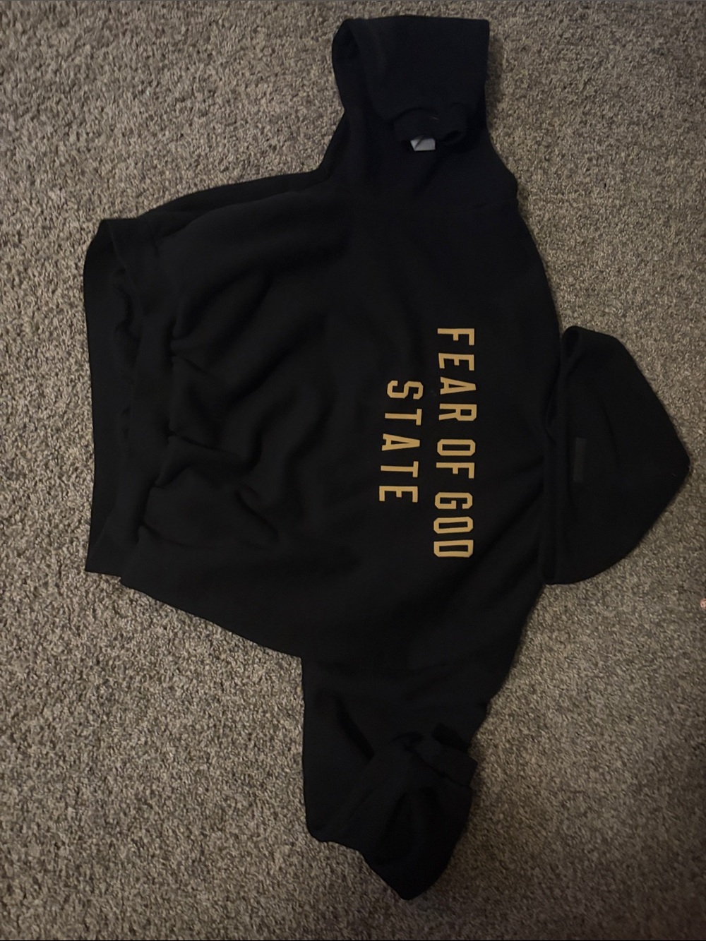 Fear of God Black Crewneck Sweatshirt with Gold Lettering
